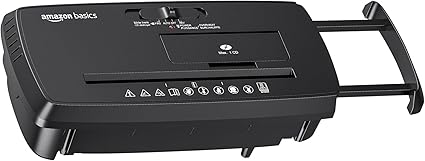 Amazon Basics 8-Sheet Strip-Cut Paper, CD, and Credit Card Shredder, Compact, No Basket
