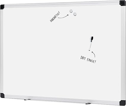 Amazon Basics Magnetic Whiteboard/Dry Erase Board, 36 x 48-Inch, Aluminum Frame, Silver/White