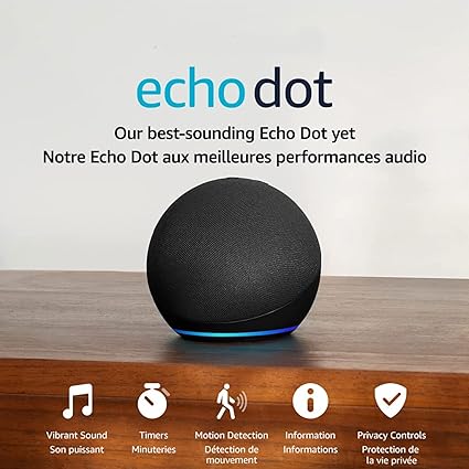Amazon Echo Dot (newest model), Vibrant sounding Alexa speaker, Great for bedrooms, dining rooms and offices, Charcoal, with Alexa+ Early Access