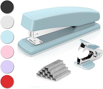 Deli Desktop Stapler - 25 Sheet Capacity, Includes 1000 Staples and Staple Remover, Blue