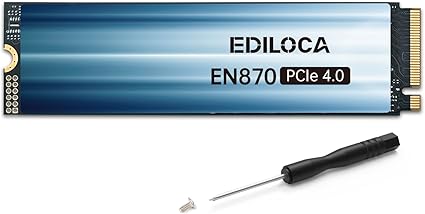 Ediloca EN870 SSD PCIe Gen4, NVMe M.2 2280, Up to 7450MB/s, Internal Solid State Drive, Dynamic SLC Cache, Compatible with PS5 and PC (4TB)