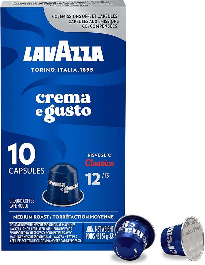 Lavazza Crema E Gusto Medium Roast Coffee Capsules Compatible with Nespresso Original Machines, creamy coffee, chocolate hints, wood, and spice aftertaste, (10 Count) Pack of 1 - ( Packaging May Vary )