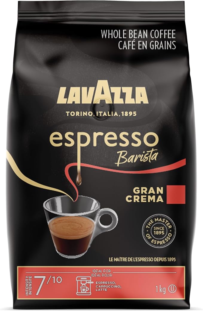 Lavazza Espresso Barista Gran Crema Whole Bean Coffee Blend, Medium Espresso Roast, 1 KG - 2.2 LB, 100% Arabica