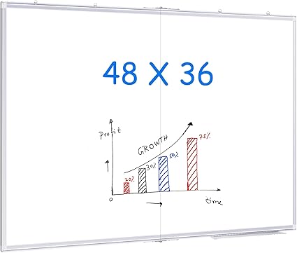 Magnetic White Board, Maxtek 48 X 36 Inches Dry Erase Board for Wall, Large WhiteBoard Wall-Mounted Silver Aluminum Frame for Homeschool, Office, Classroom