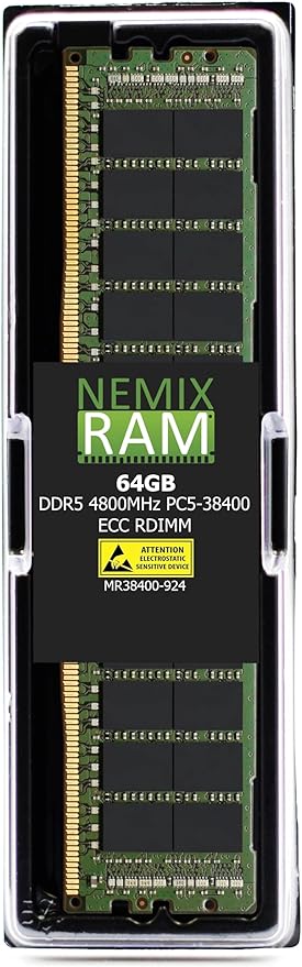 NEMIX RAM 64GB (1X64GB) DDR5 4800MHZ PC5-38400 2Rx4 1.1V 288-PIN ECC RDIMM Compatible with Micron MTC40F2046S1RC48BA1 MTC40F2046S1RC48BAT Registered Server Memory