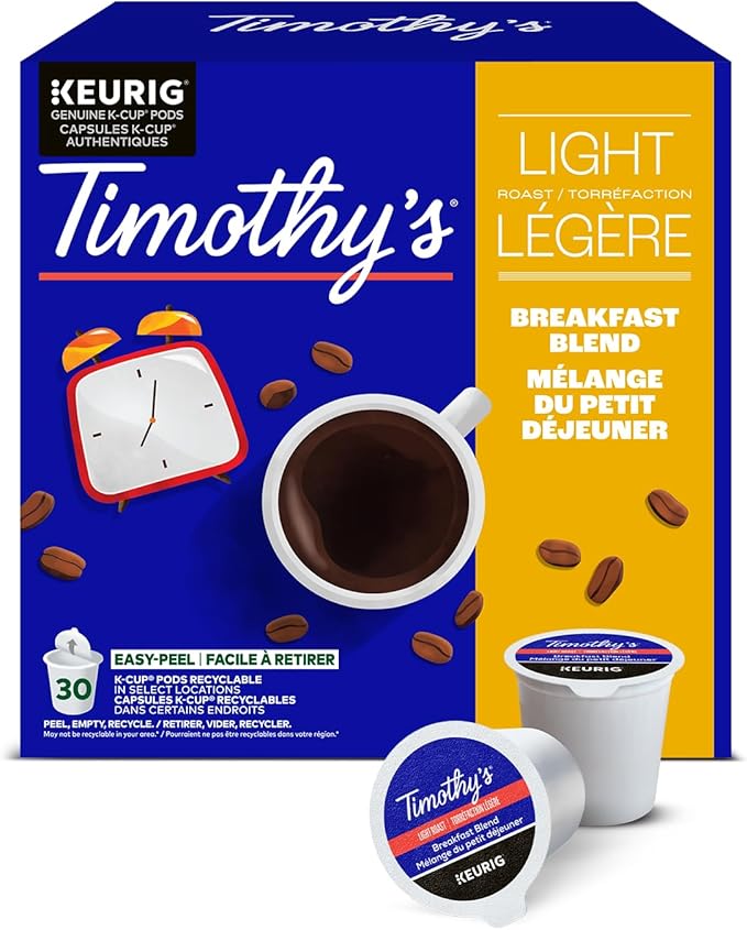 Timothy`s Breakfast Blend Single Serve Keurig K-Cup Pods for Keurig Brewers, 30 Count
