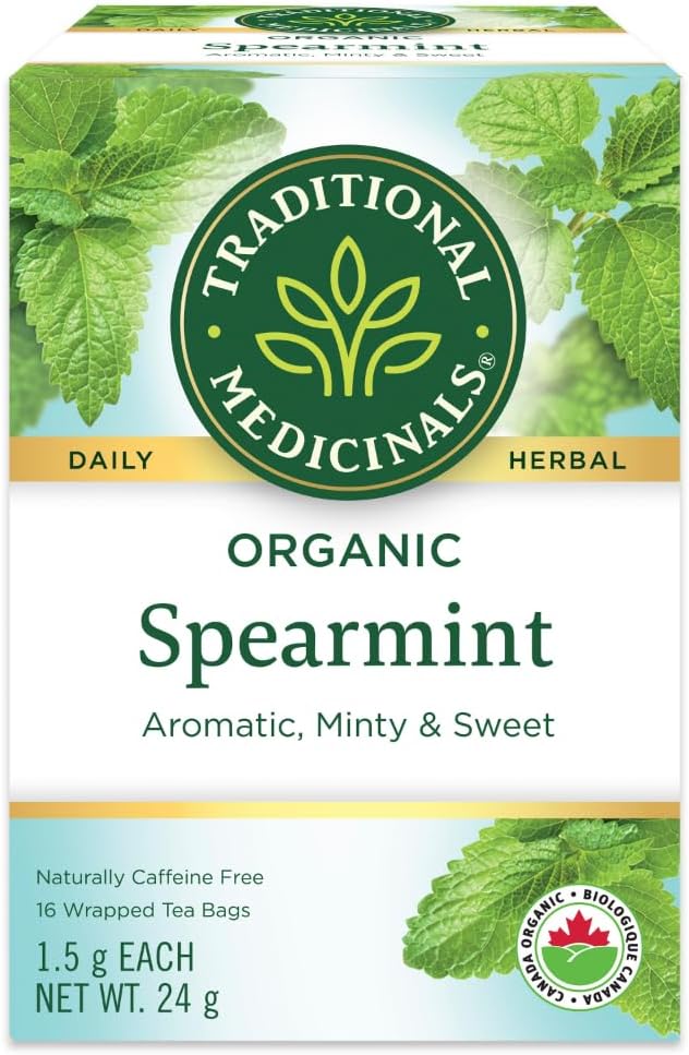 Traditional Medicinals - Organic Spearmint Herbal Tea (Pack of 1) - Refreshing and Minty - 16 Tea Bags Total