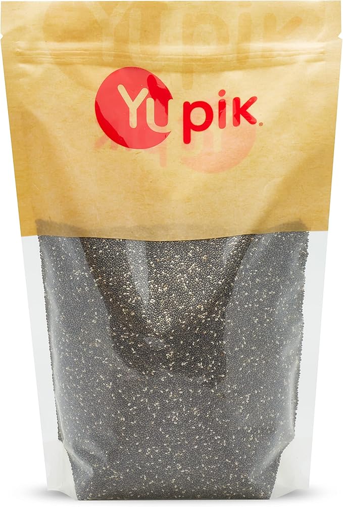 Yupik Raw Black Chia Seeds, 1 kg, Gluten-Free, Kosher, Vegan, Natural Seeds, Plant-Based Superfood, Rich in Fiber, Source of Omega-3, Ideal for Chia Pudding & Smoothies, Gels Easily (Packaging may vary)